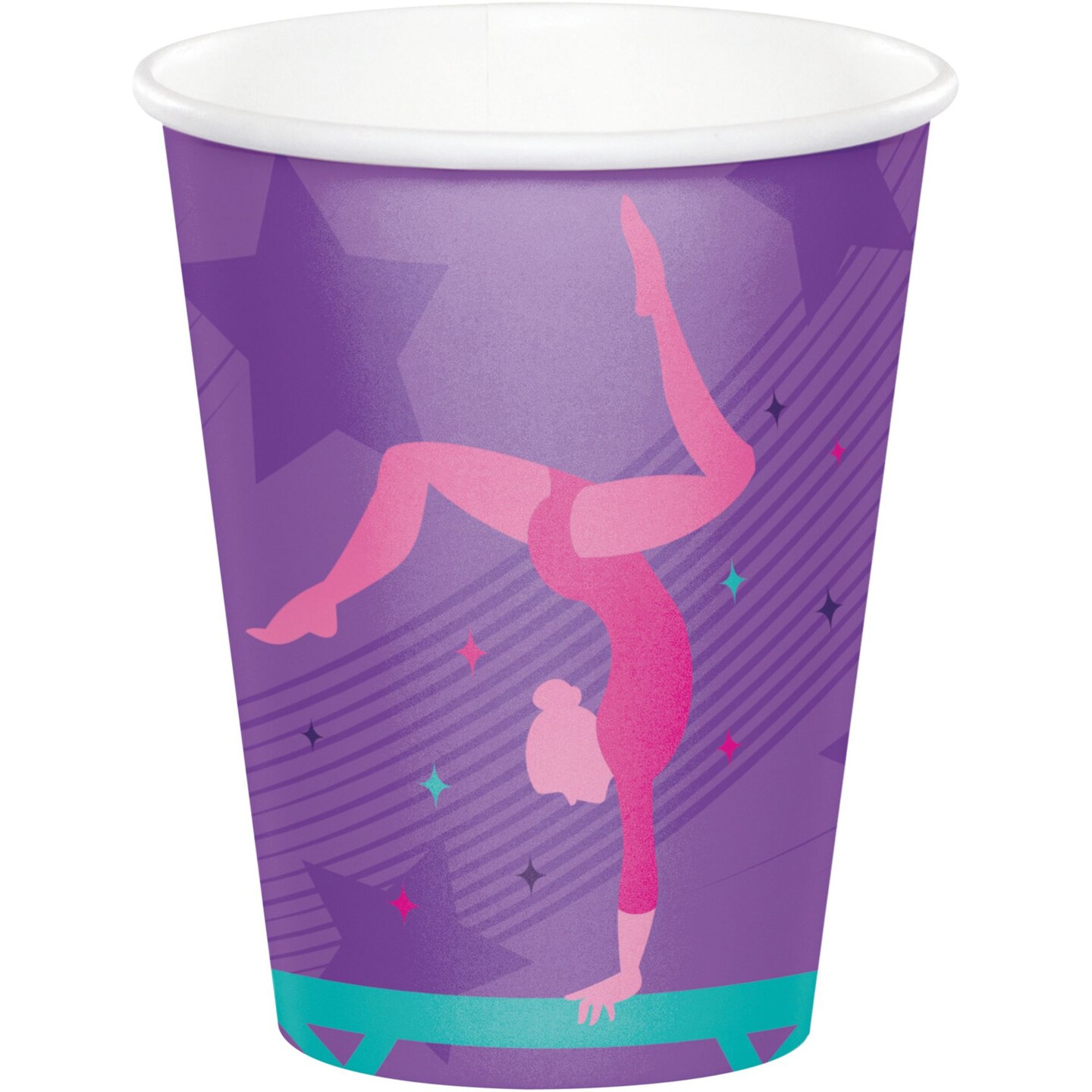 Party Central Club Pack of 96 Purple Gymnastics Party Cups Disposable Paper Drinking Party Tumbler Cups 9 oz.