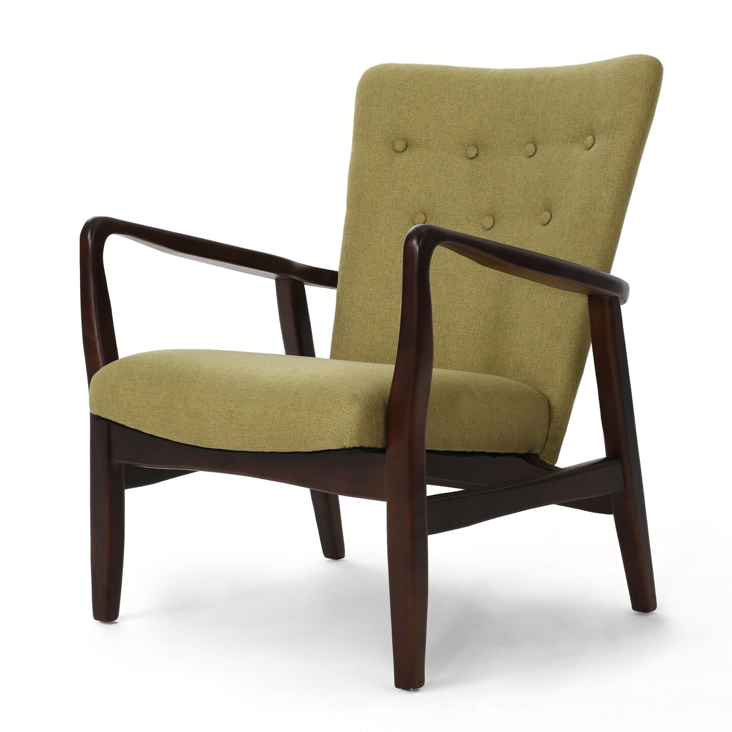 Contemporary Home Living 33.25&#x22; Olive Green and Brown Contemporary Button Tufted Back Armchair