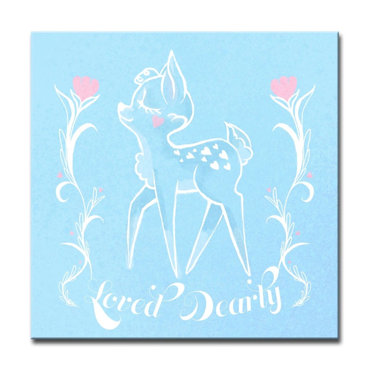 Crafted Creations Blue and White &#x22;Loved Dearly&#x22; Square Canvas Wall Art 16&#x22; x 16&#x22;