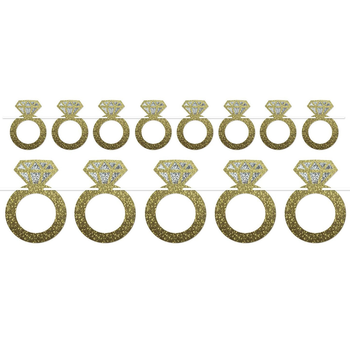 Party Central Club pack of 12 Gold Bachelorette Party Diamond Wedding Ring Streamers Decors 72&#x22;