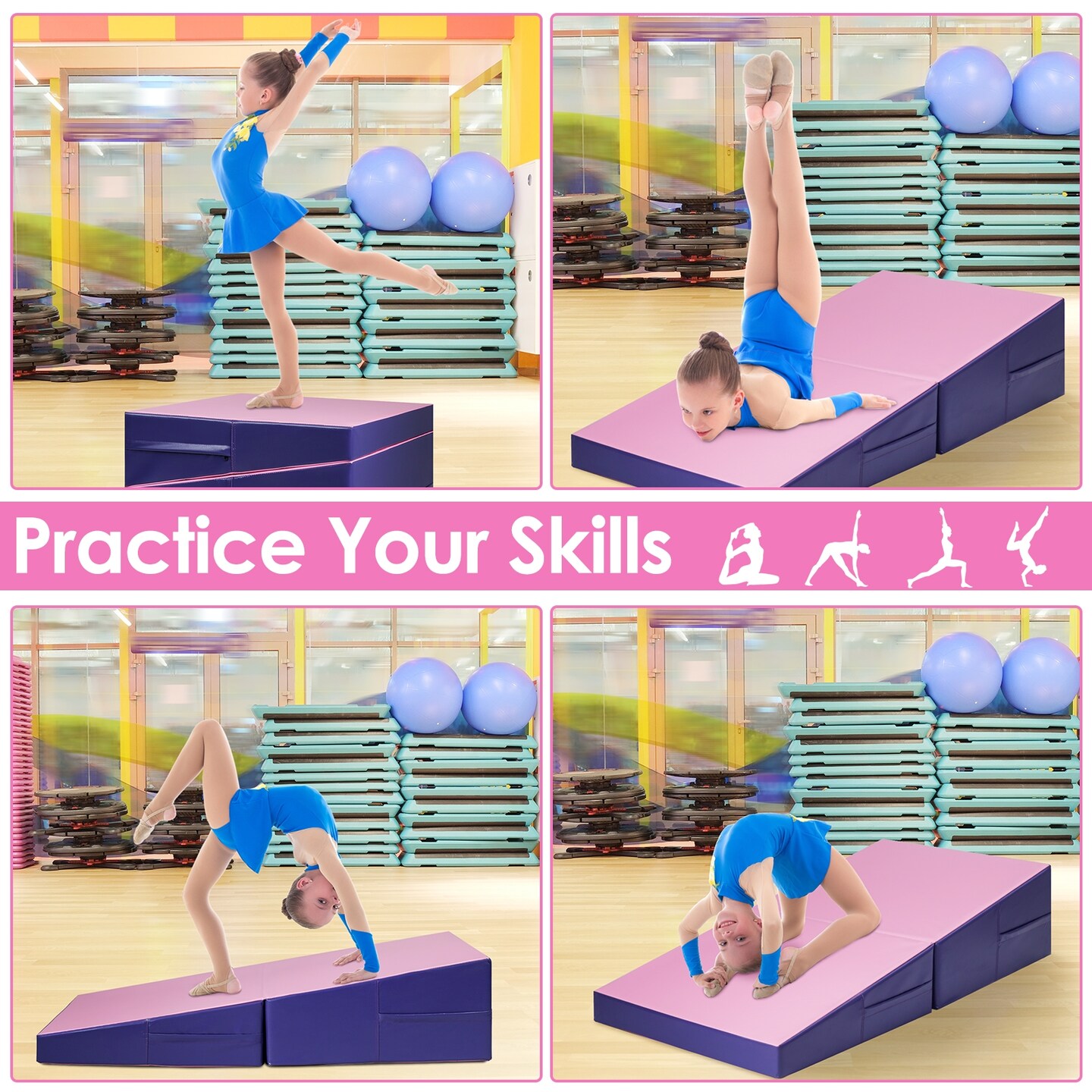 Tumbling Incline Gymnastics Exercise Folding Wedge Ramp Mat