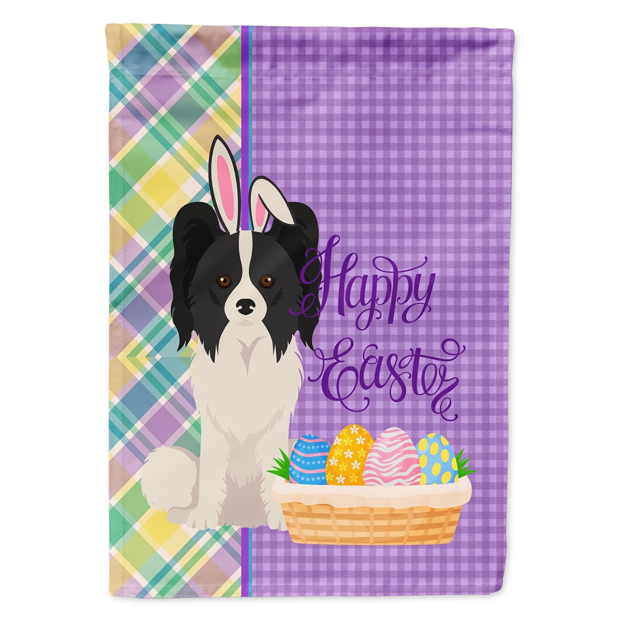 Caroline&#x27;s Treasures Black and White Papillon Easter Flag Garden Size