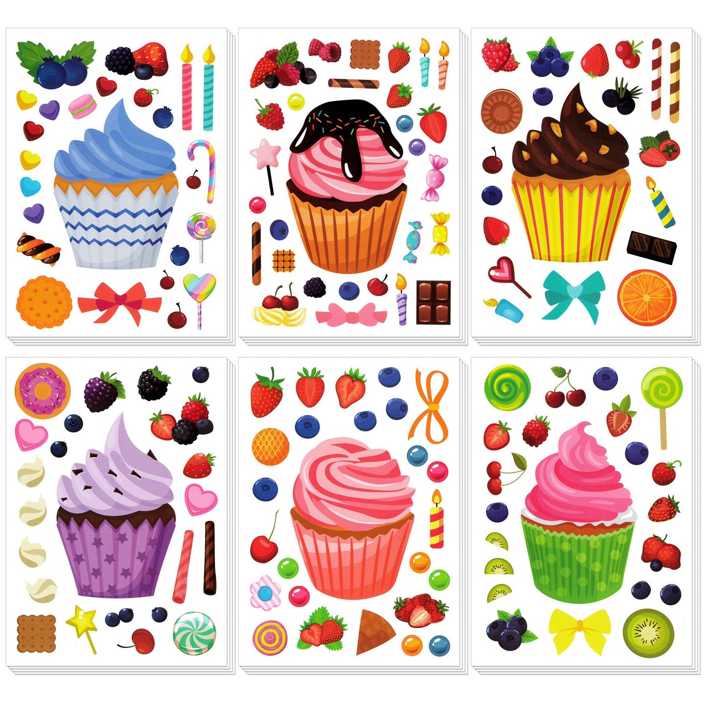 Wrapables Make Your Own Sticker Sheets, DIY Make a Face Animal, Food, Party Favor Stickers (24 Sheets)