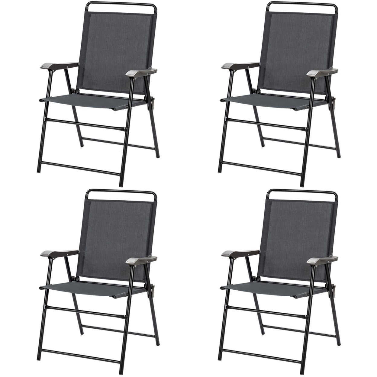 Set Of 4 Folding Patio Chair Portable Sling Chair Yard Garden Outdoor