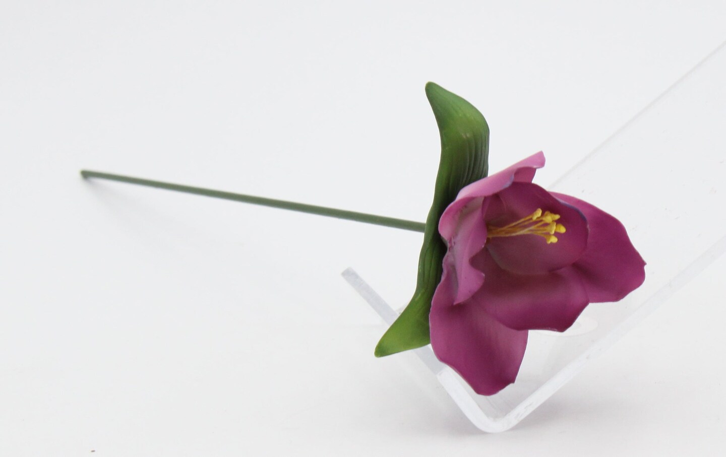 Ceramic Mauve Flower with Stem, Gift for Her, Gift for Mom, Romantic Decor, Valentines Decor