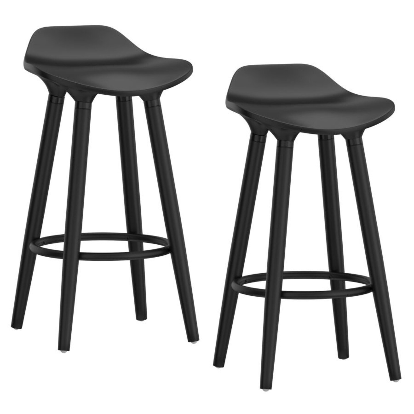 Contemporary Home Living Curved Seat Counter Stool - 29.25" - Set of 2 - Black