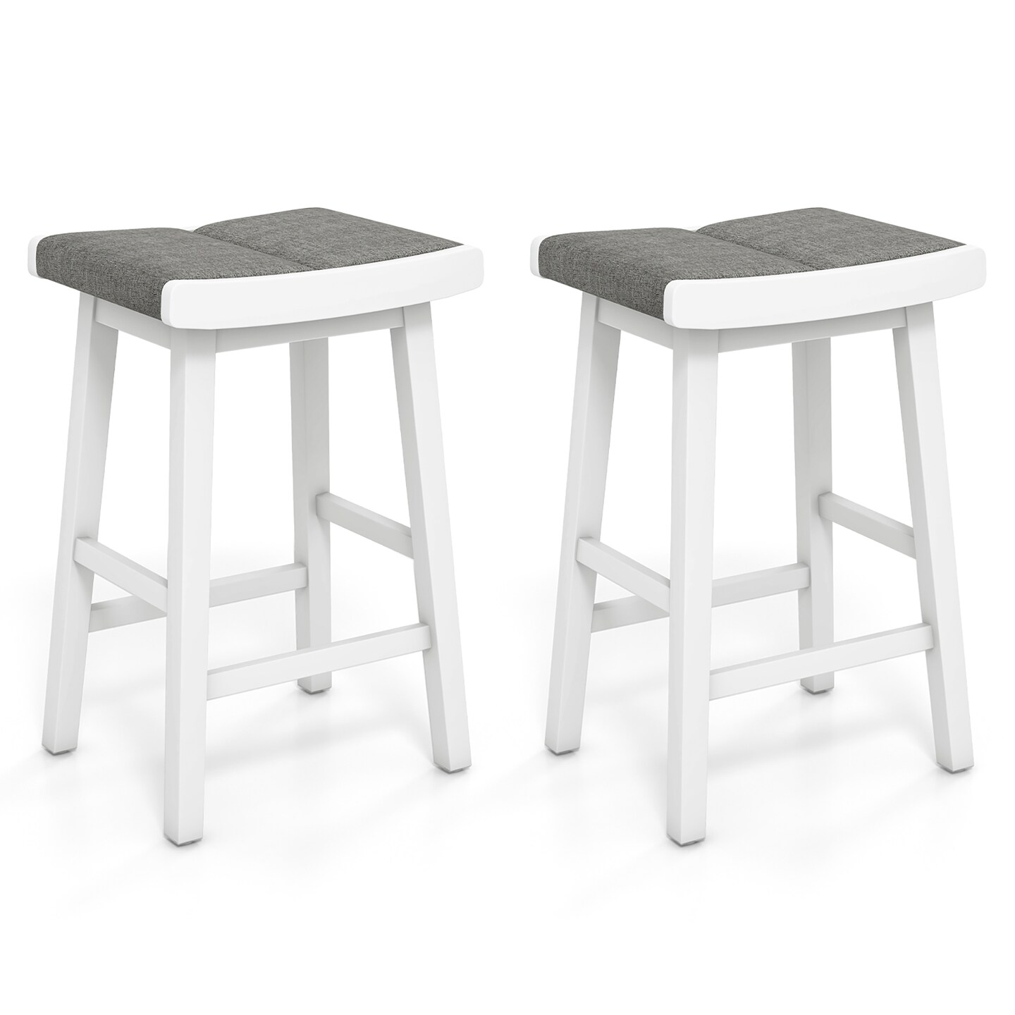 Costway Set of 2 Saddle Bar Stools Counter Height Backless Kitchen Island Chairs