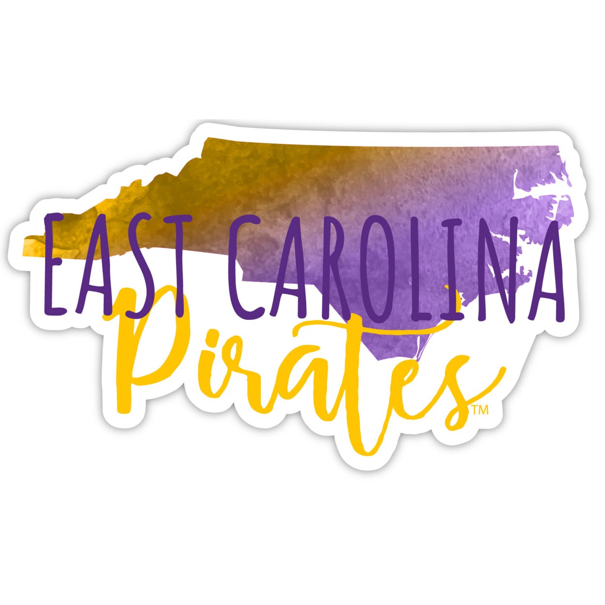 R and R Imports East Carolina Pirates- ECU Watercolor State Die Cut Decal 4-Inch