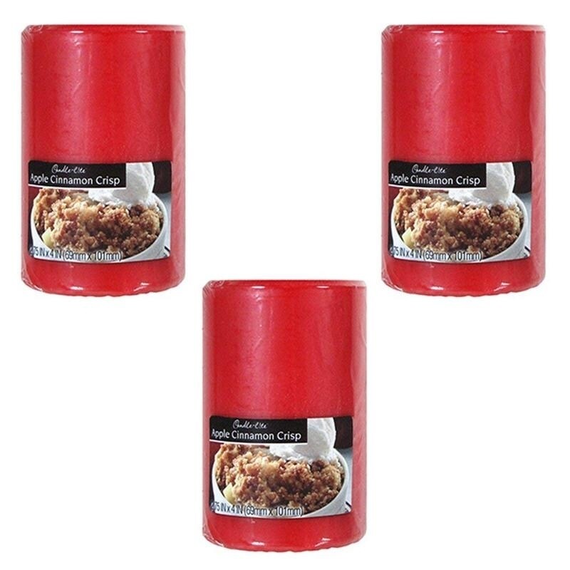 Candle-Lite Pillar Apple Cinnamon Crisp (2.754) (Pack of 3)