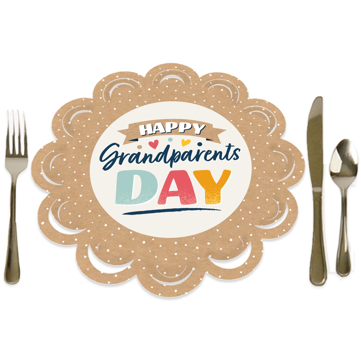 Big Dot of Happiness Happy Grandparents Day - Grandma &#x26; Grandpa Party Round Table Decorations - Paper Chargers - Place Setting For 12