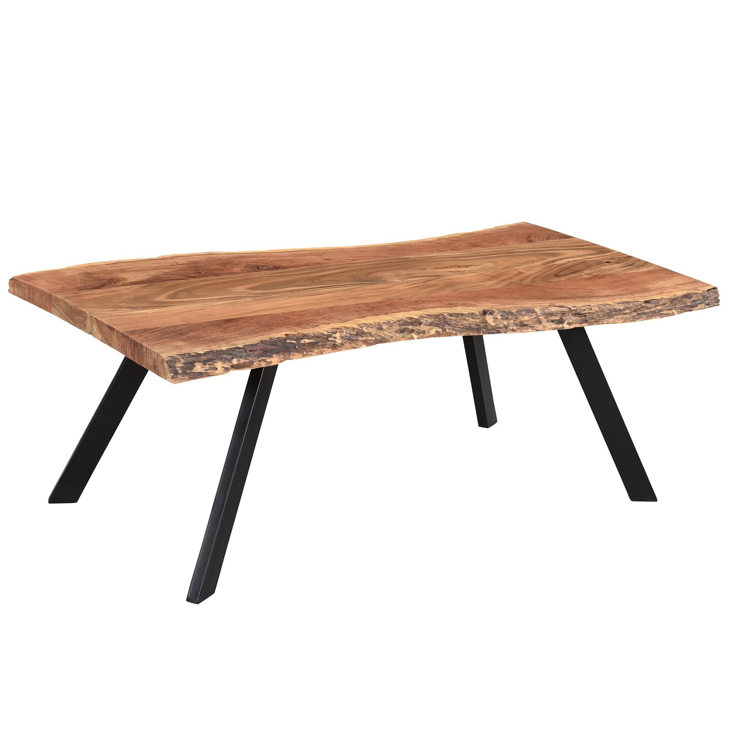 Contemporary Home Living Natural Burnt Acacia Wood Coffee Table - 48&#x22; - Brown and Black