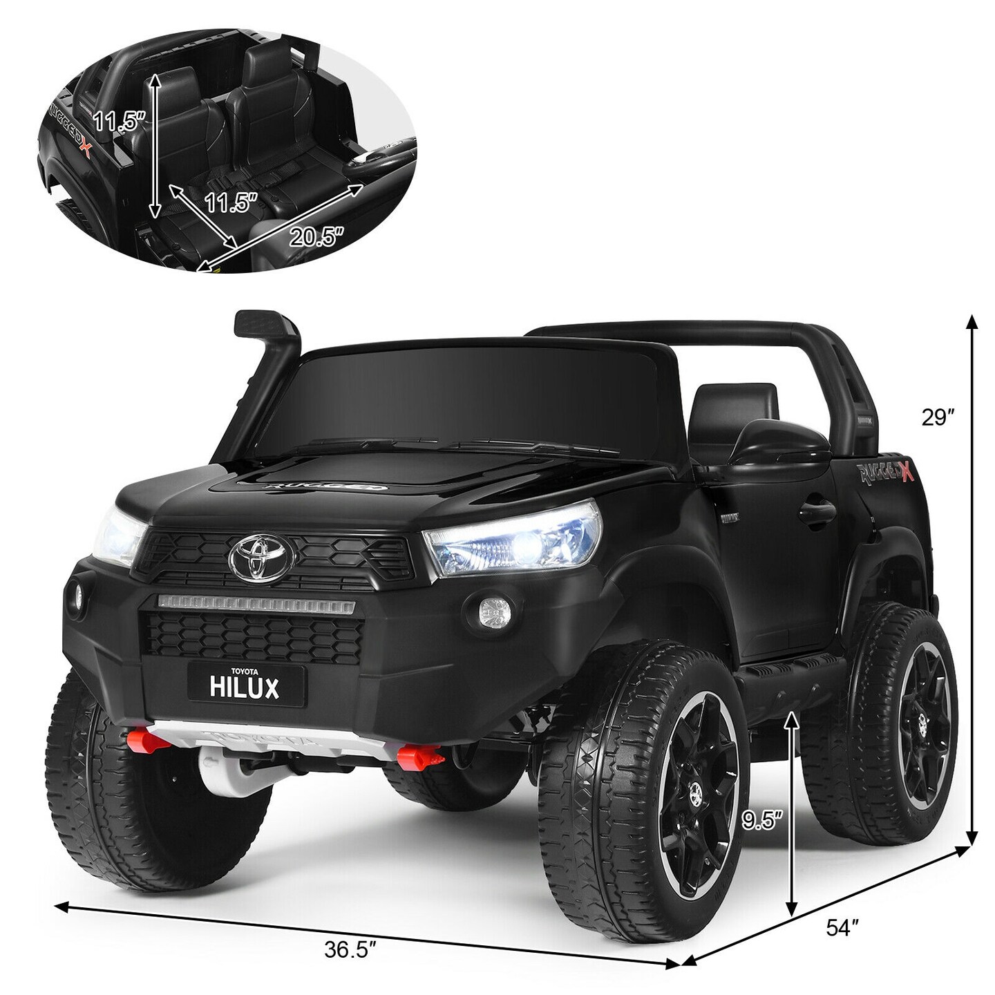 2*12V Licensed Toyota Hilux Ride On Truck Car 2-Seater 4WD with Remote