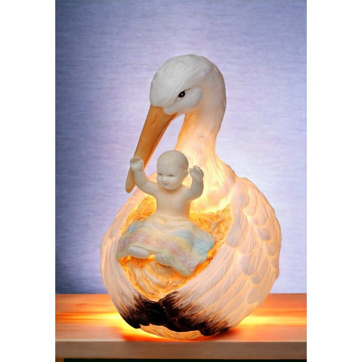 Ceramic Stork Nightlight 5.5In Baby Nursery