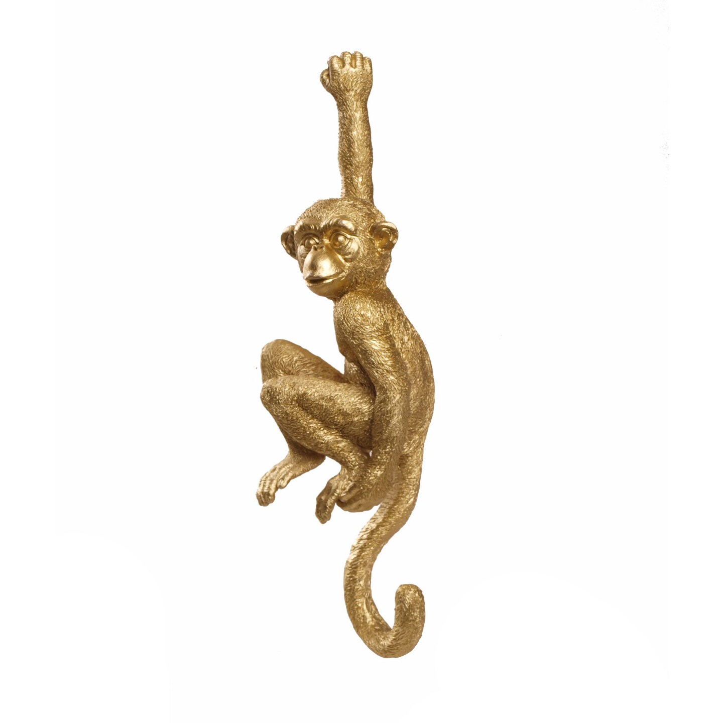 Kingston Living 12&#x22; Gold Hanging Monkey Wall Hook Figurine
