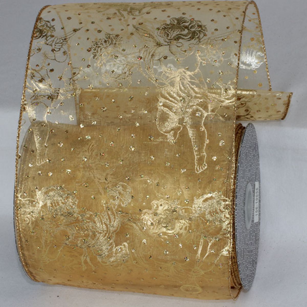 The Ribbon People Shimmering Gold Musical Angels Christmas Wired Craft Ribbon 6&#x22; x 20 Yards