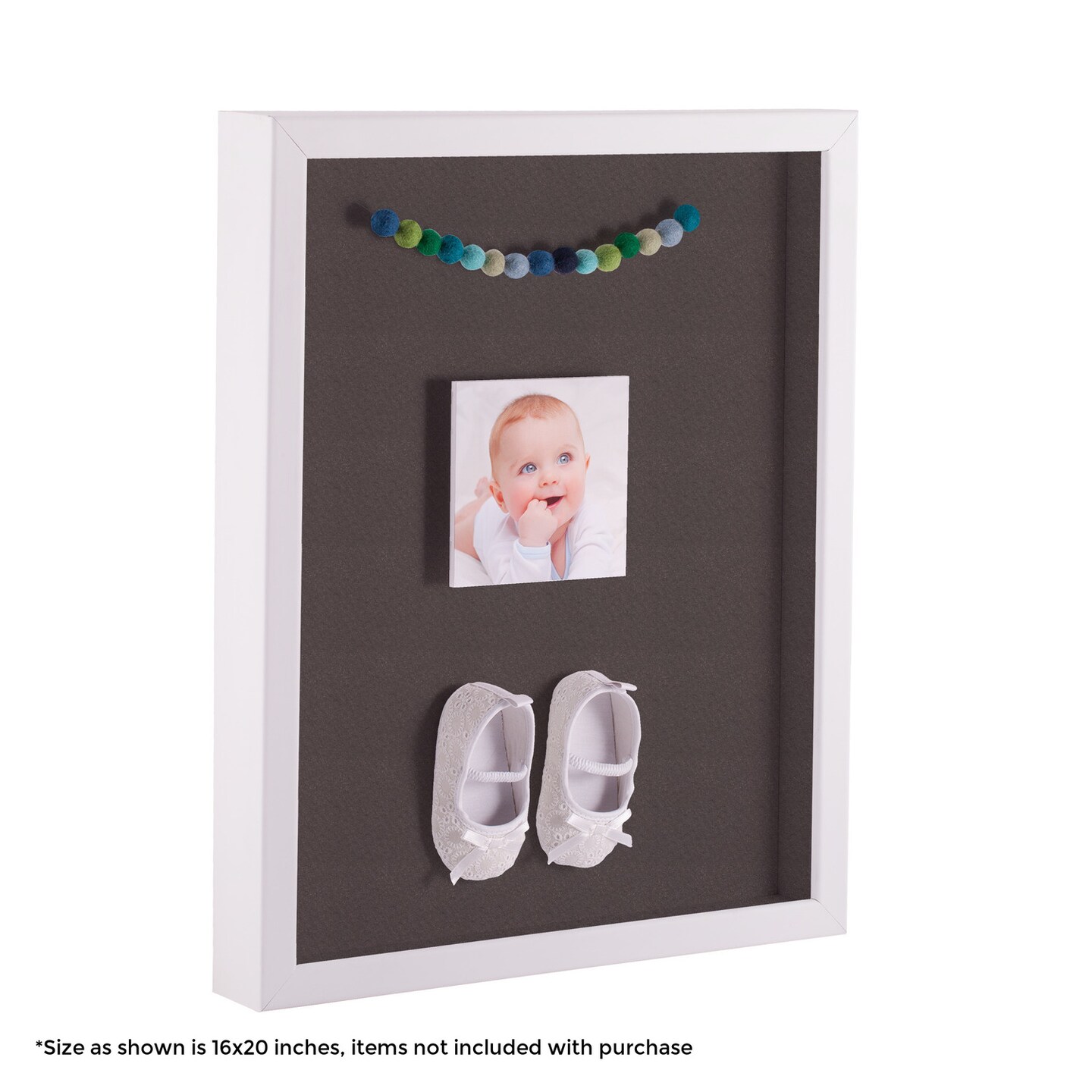 ArtToFrames 16x20 Inch Shadow Box Picture Frame, with a Satin White 1.00" Wide Shadowbox frame and Super White Mat Backing (4655)