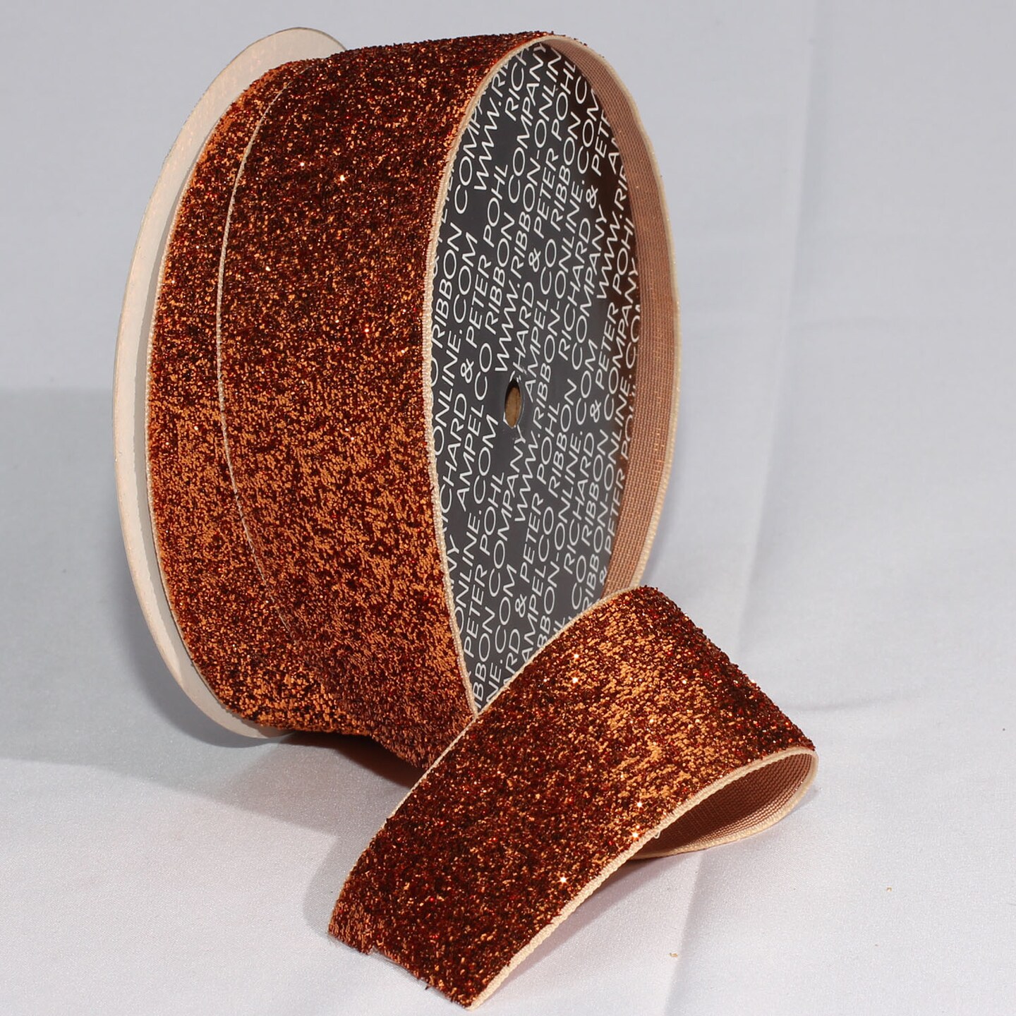 The Ribbon People Copper Brown Glitter Woven Edge Velvet Craft Ribbon 1.5" x 11 Yards