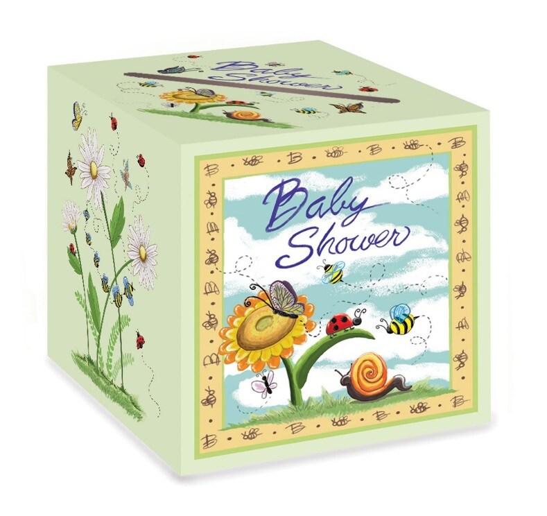 Beistle Pack of 6 Green Garden with Bees Baby Shower Gift Card Boxes 9&#x22;