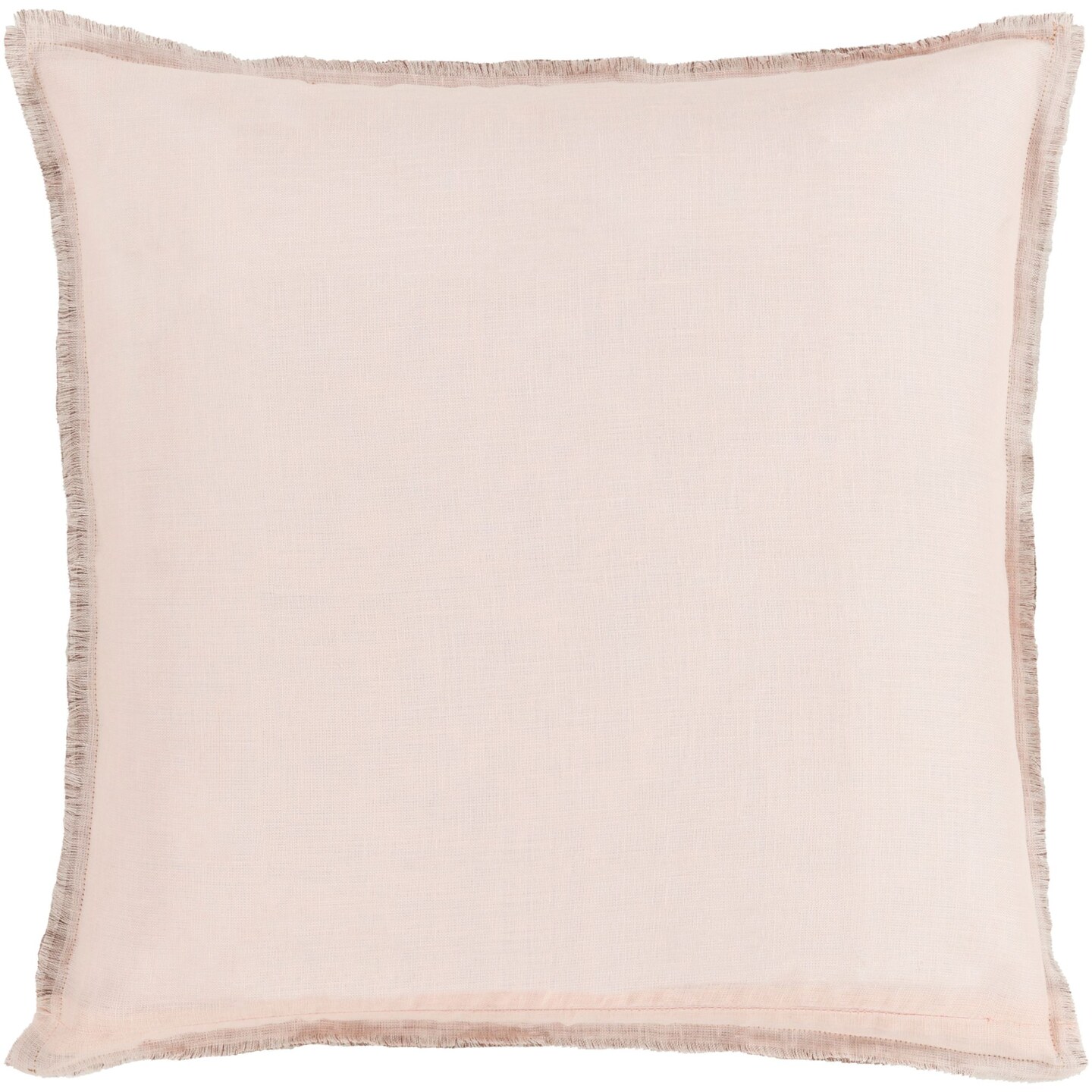 Tiwari Home 22&#x22; Pale Pink Solid Square Throw Pillow Cover with Fringed Edge