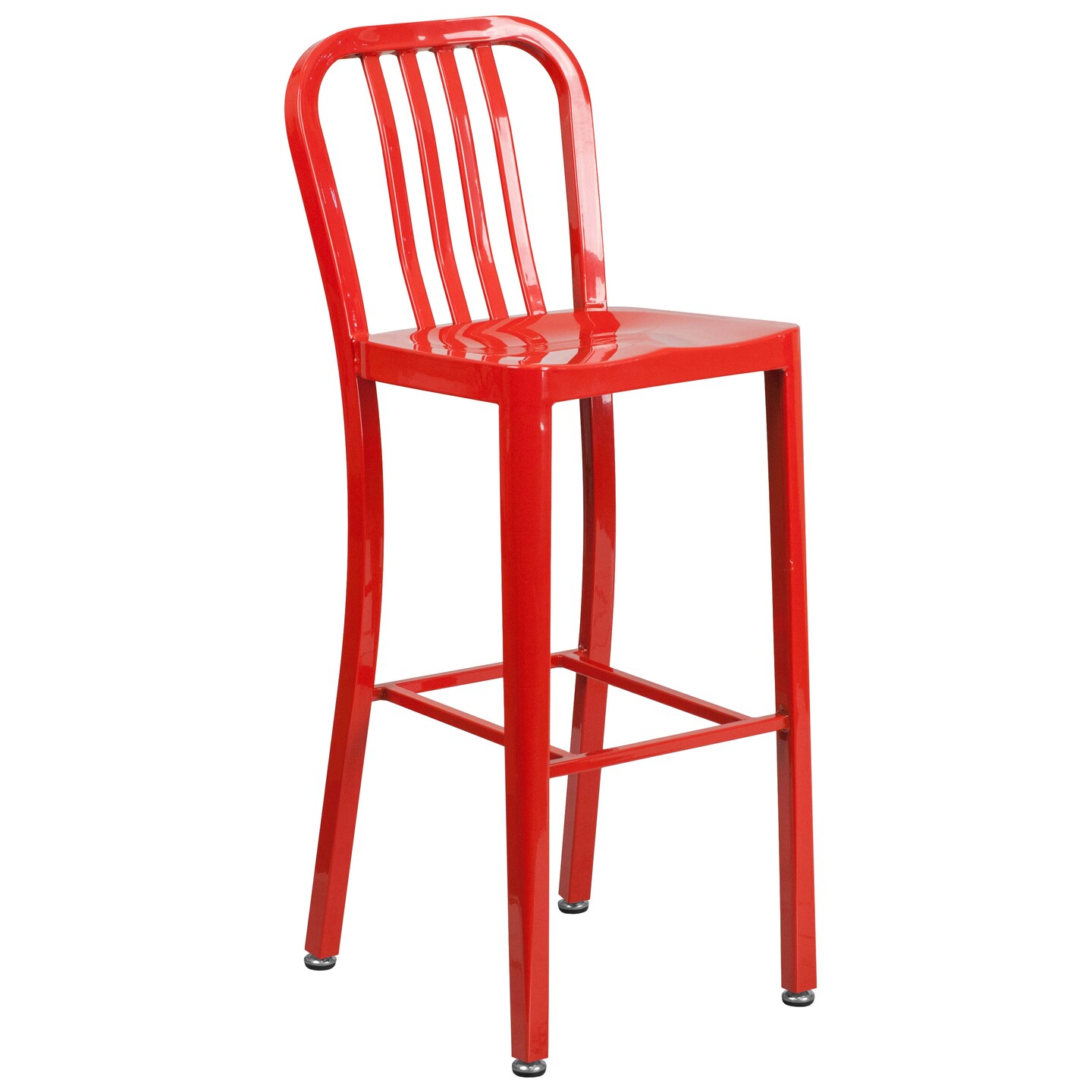 Merrick Lane Santorini 30 Inch Galvanized Steel Indoor/Outdoor Counter Bar Stool With Slatted Back And Powder Coated Finish