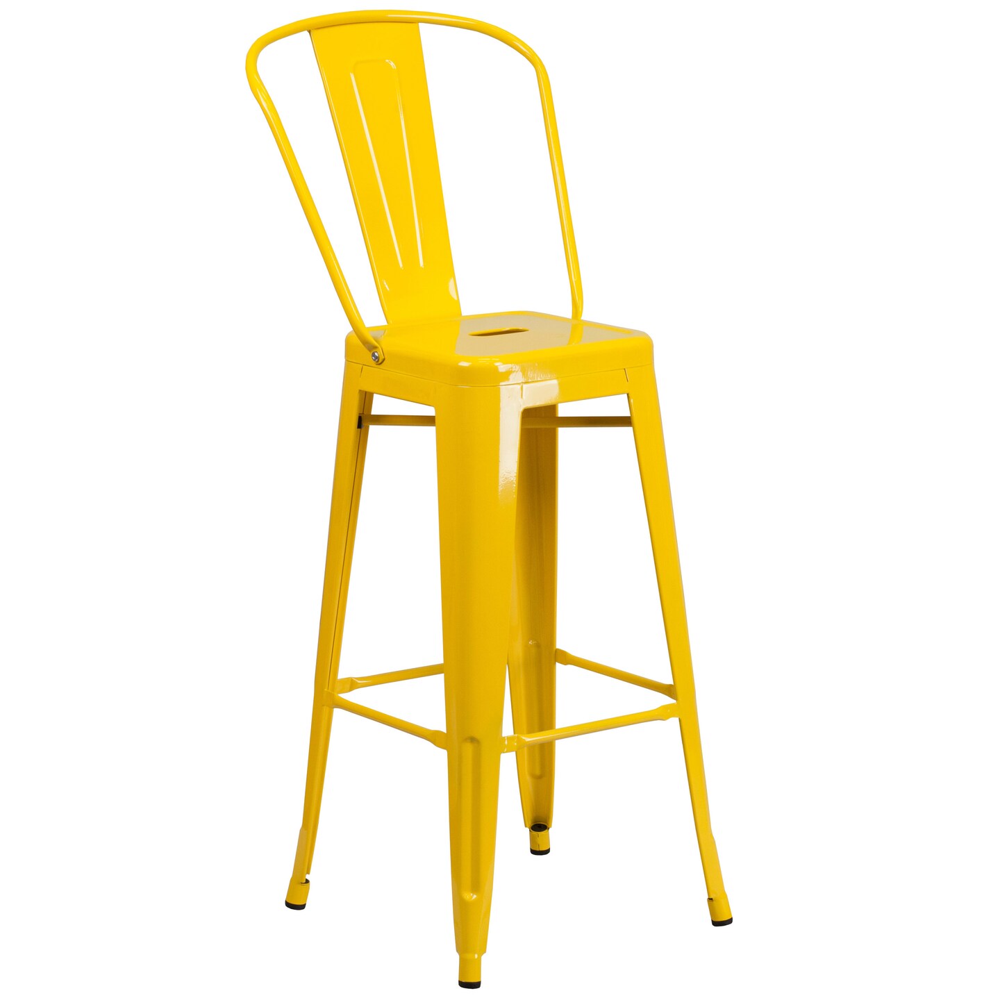 Merrick Lane Dothan Series Metal Stool with Removable Back for Indoor-Outdoor Use