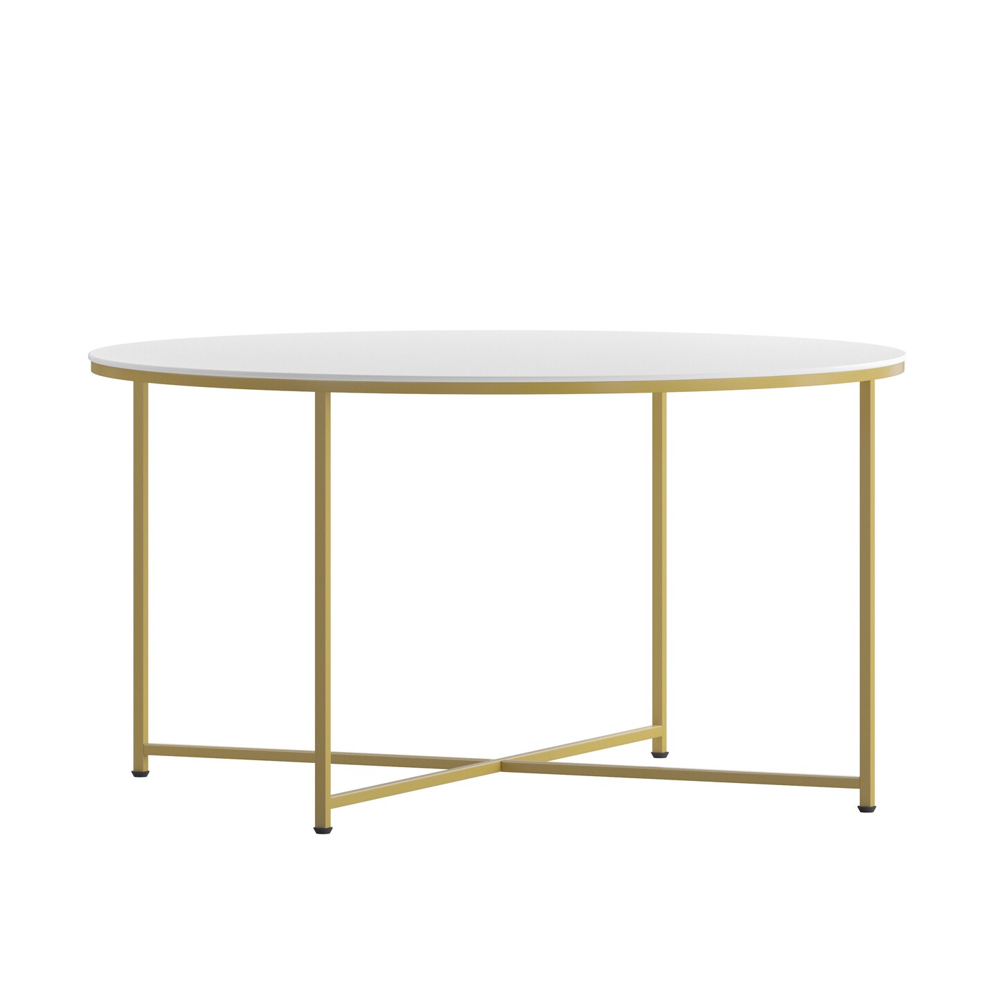 Merrick Lane Fairdale Coffee Table with Round Cross Brace Frame