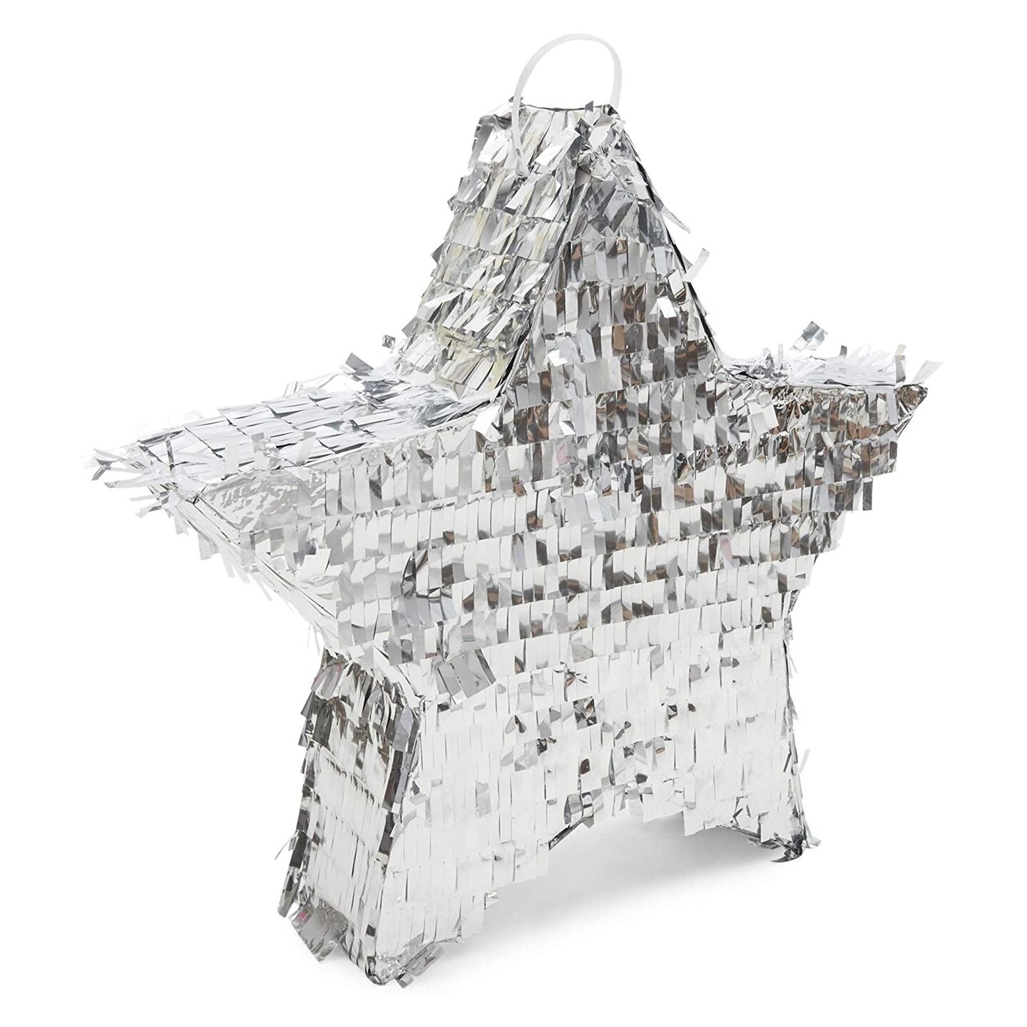 Small Silver Foil Star Pinata for Birthday Party Decorations (13 x 13 x 3 In)