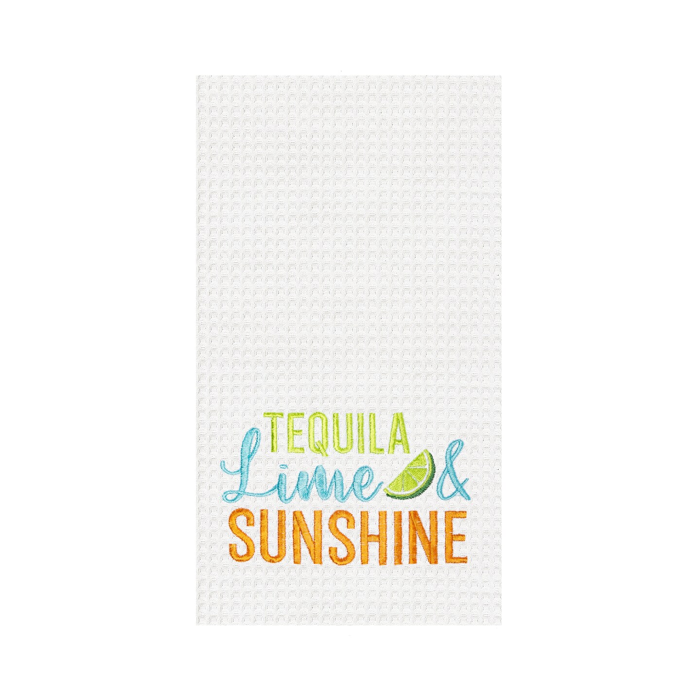 Summer Kitchen Towels 2 Pack 16 X 26 TEQUILA,LIME AND SUNSHINE/BLUE STRIPED