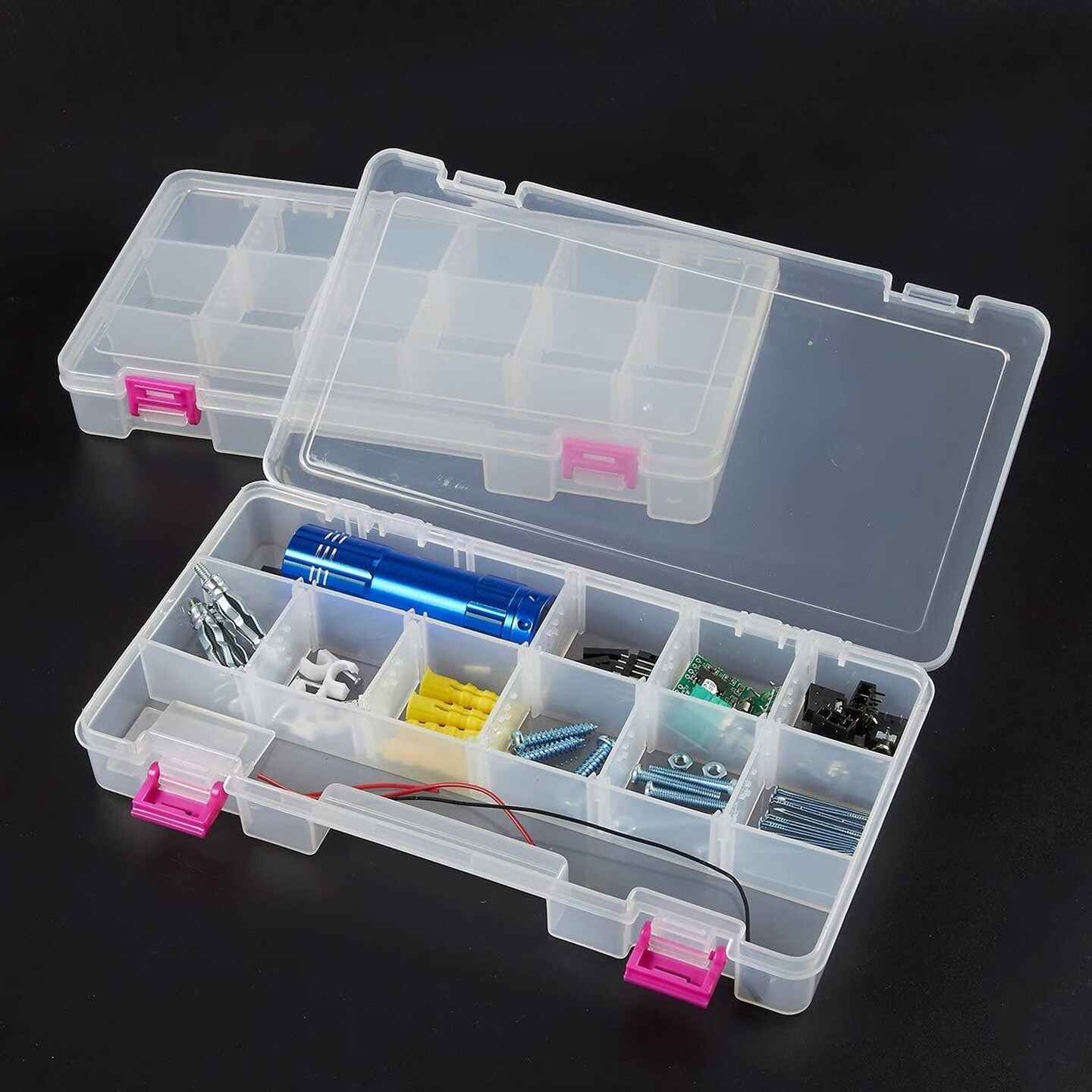 Pink Tackle Box for Women, 4 Drawer, 13 Compartment Tool Storage Organizer for Crafts, Dolls, Nail Kits, Sewing (10 x 10 Inches)