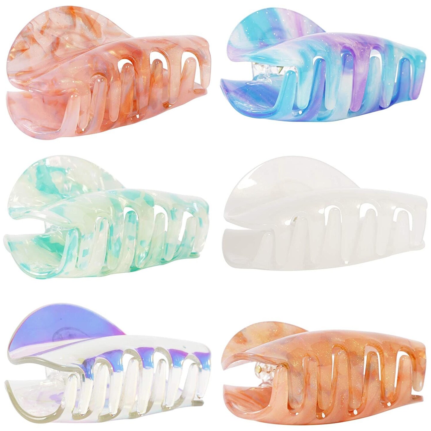 6 Pack Medium Claw Clips for Thin Hair - Colorful French Clip for Women and Girls (6 Cute Designs)