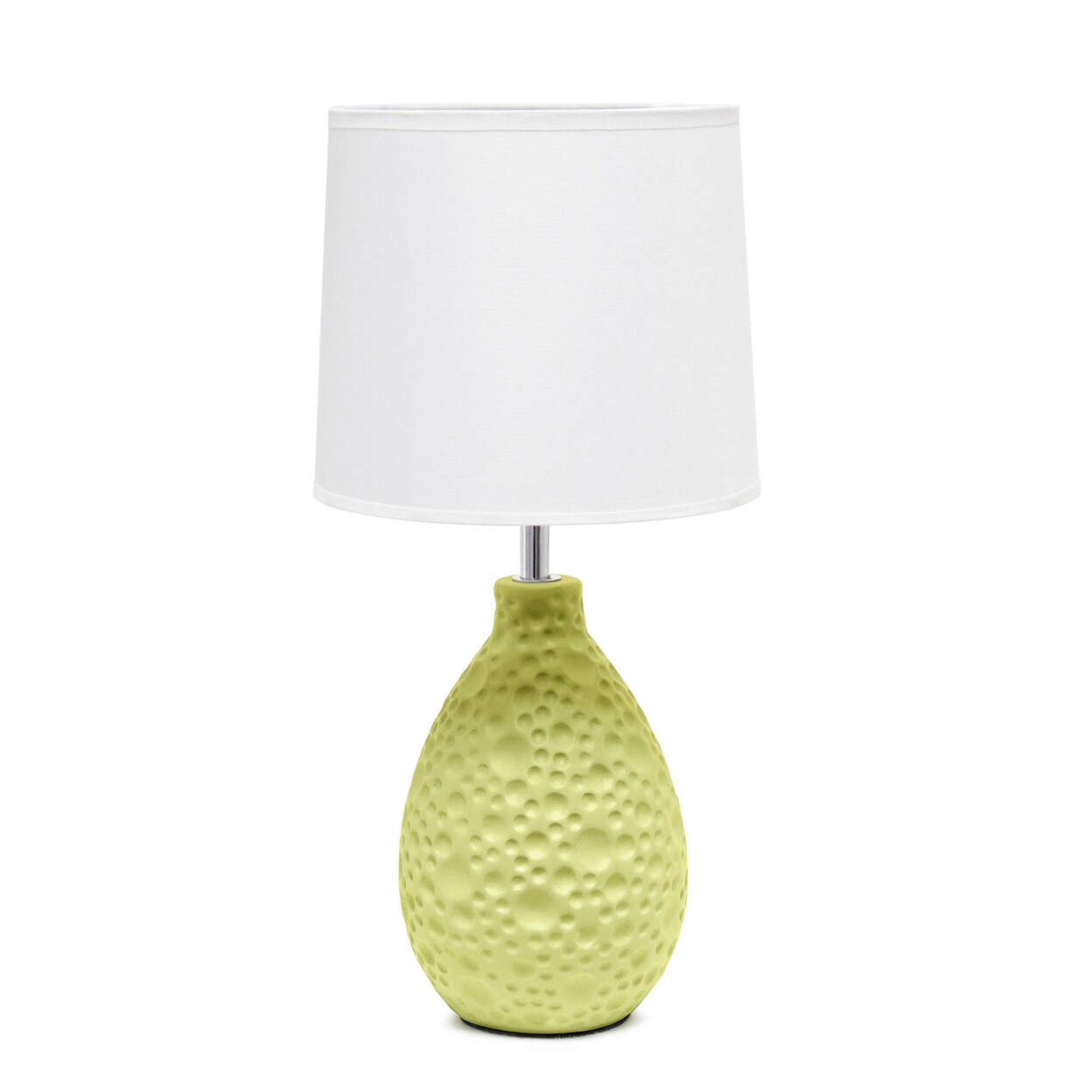 Creekwood Home Essentix 14.17&#x22; Traditional Ceramic Textured Thumbprint Tear Drop Shaped Table Desk Lamp With Tapered White Fabric Shade