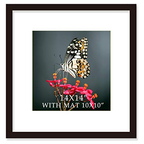 VITOIVE 14x14 Frame Black With Mat 10x10 Solid Wood Picture Frames Wall Mounting (1 pack, 14x14 Inch)…