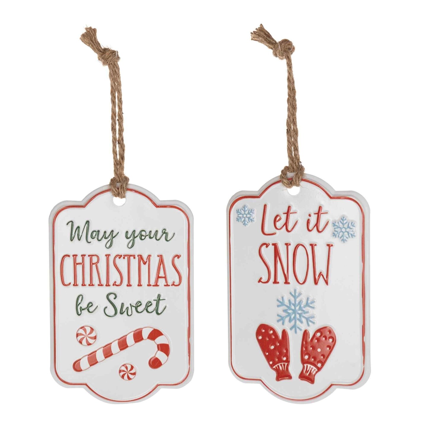 Melrose Sentiment Christmas Tag Ornaments - 8.5&#x22; - 12ct