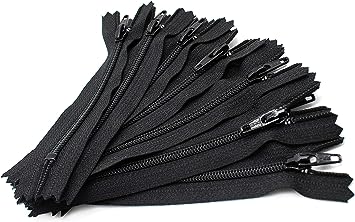 Black 8 inch YKK Nylon Zipper for Dresses Skirts Bags Pouches Pack of 12 pcs