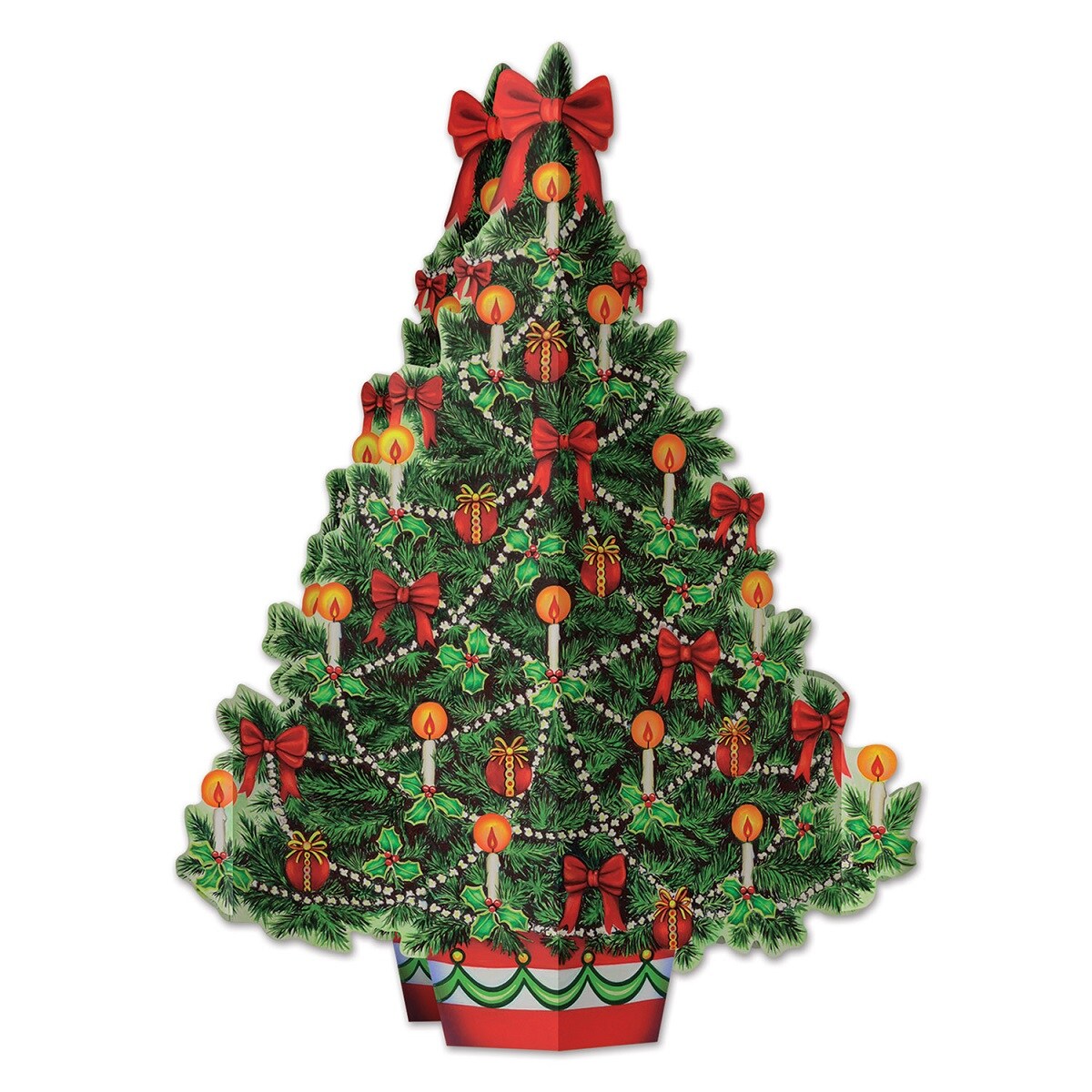 Beistle Club Pack of 12 Christmas Tree 3-D Centerpiece Holiday Decorations 11.75&#x22;