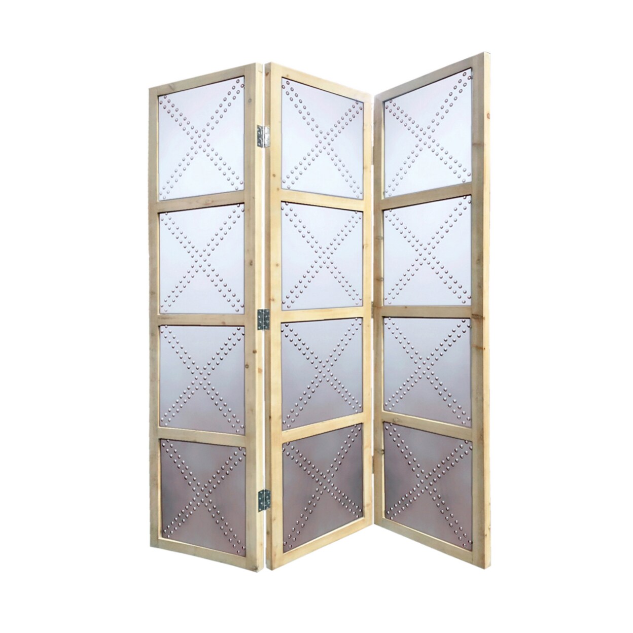 Screen Gems Modern 3 Panel Braxton Screen Room Divider With Natural Finish - 7Ft Tall