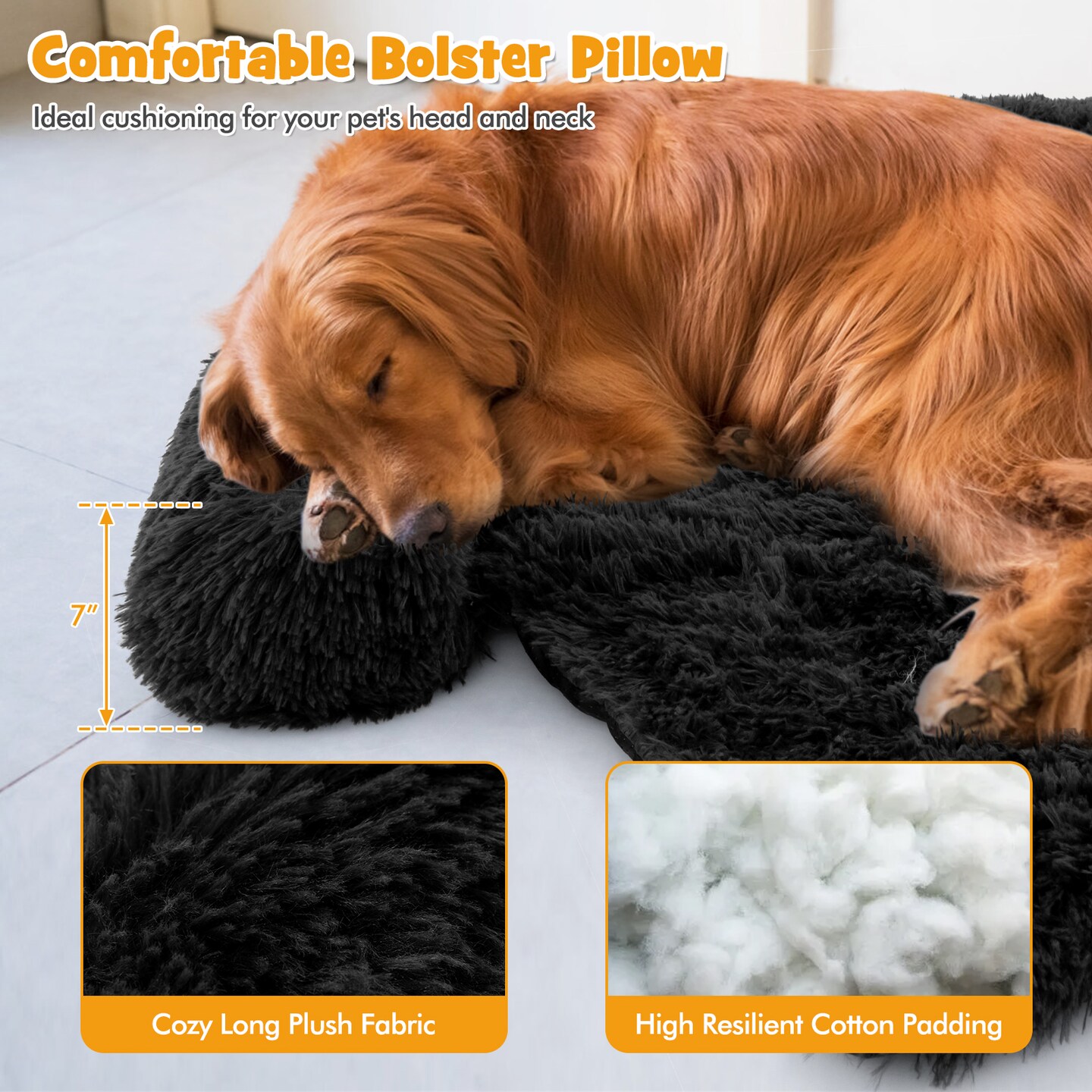 Plush Calming Dog Couch Bed with Removable and Washable Zipper Cover