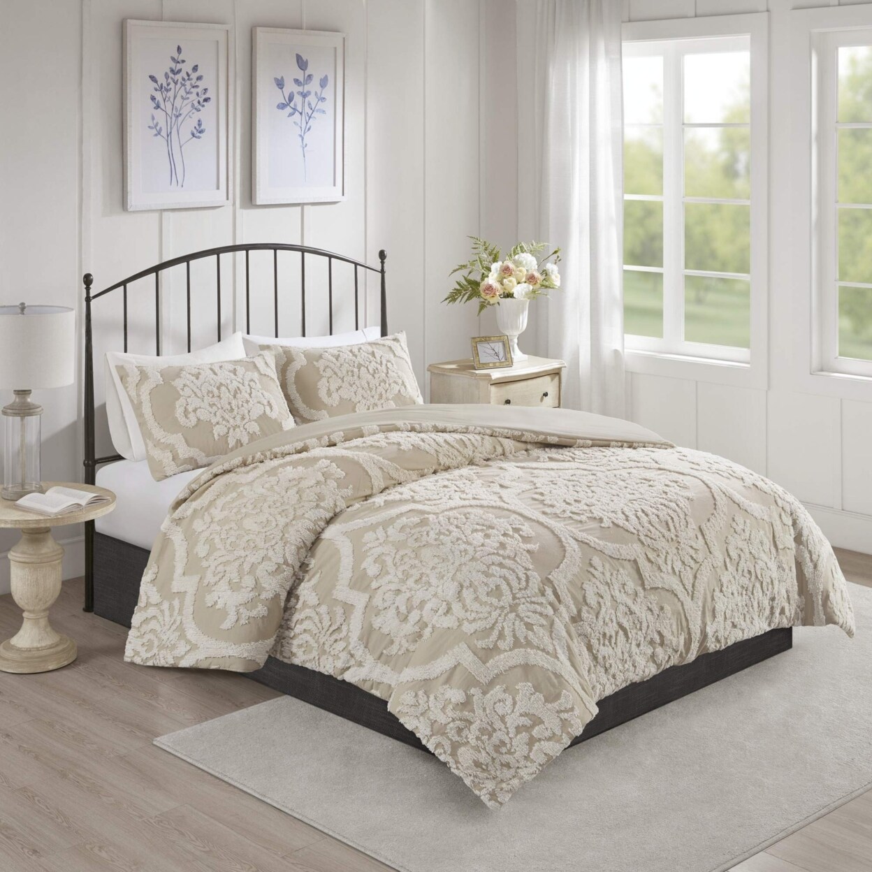 Madison Park   Tufted Chenille 100% Cotton Comforter - King/Cal King - Taupe