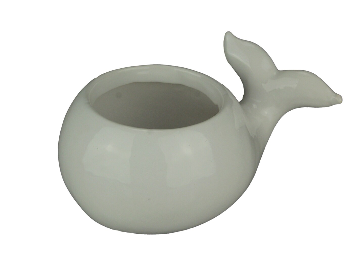 White Ceramic Coastal Decor Pudgy Whale Planter