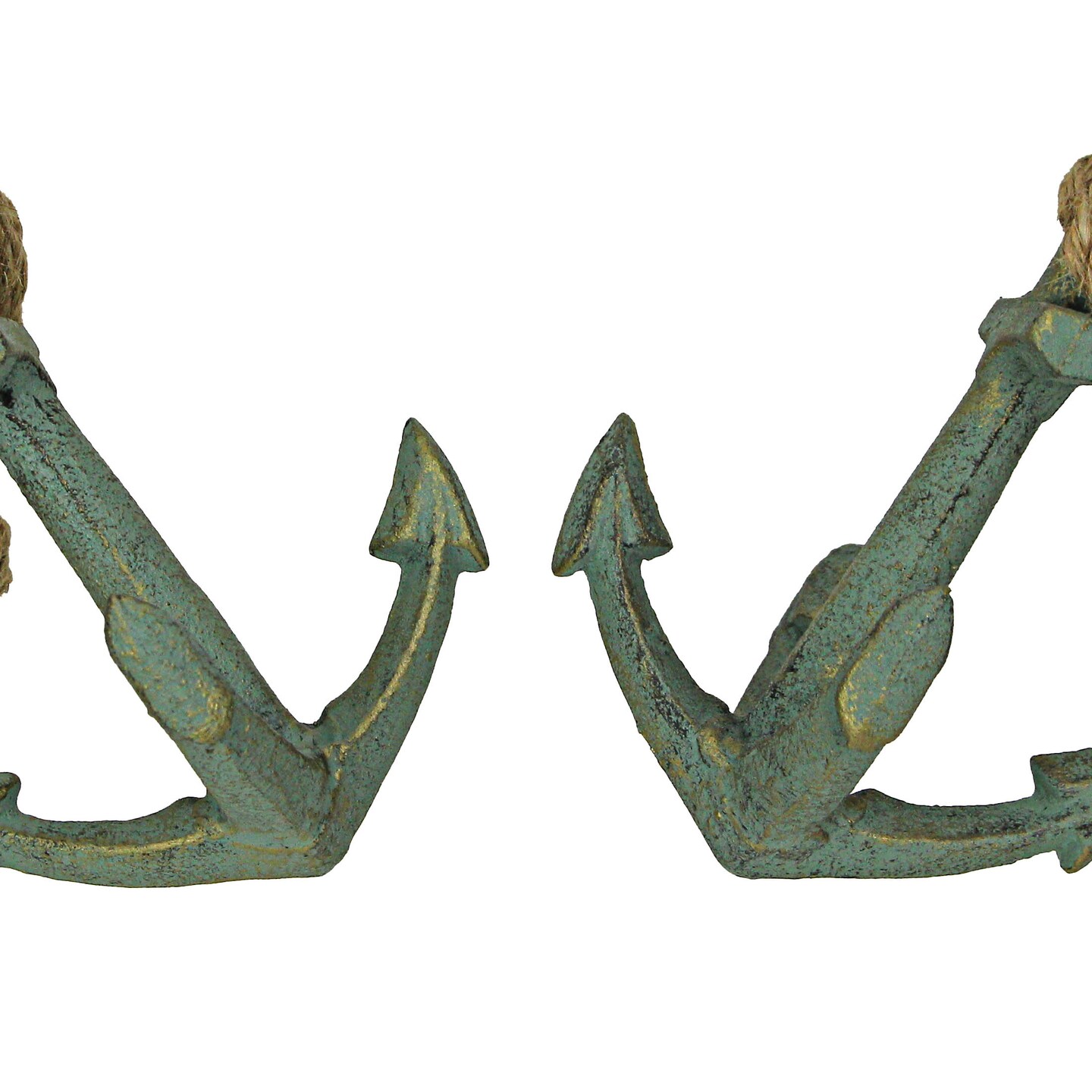 Set of 2 Cast Iron Ship Anchor Bookends Nautical Home Decor Sculptures