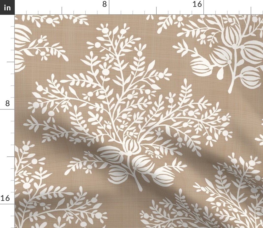 Floral Silhouette Large Scale Bouquet Block Print Grandmillenial Custom Printed Fabric by Spoonflower Various Fabrics by the Yard or Fat Quarter