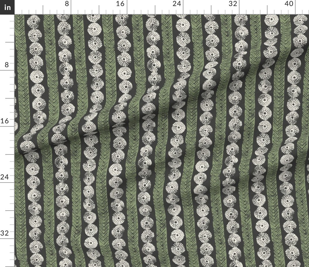 Geometric Stripes Herringbone Block Print Folk Art Custom Printed Fabric by Spoonflower Various Fabrics by the Yard or Fat Quarter