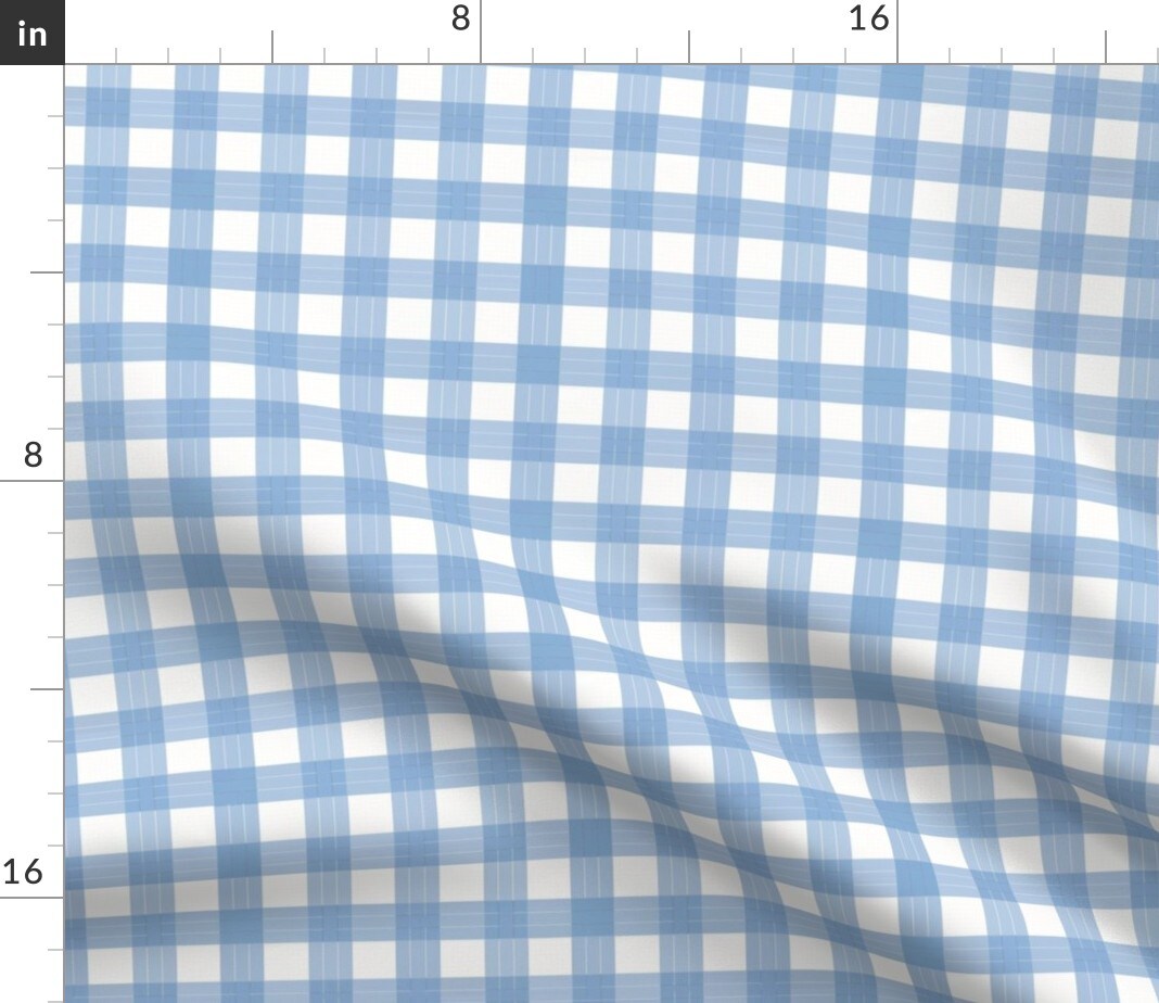 Blue Plaid Country Gingham Sky Check Picnic Cottagecore Large Scale Custom Printed Fabric by Spoonflower Various Fabrics by the Yard or Fat Quarter