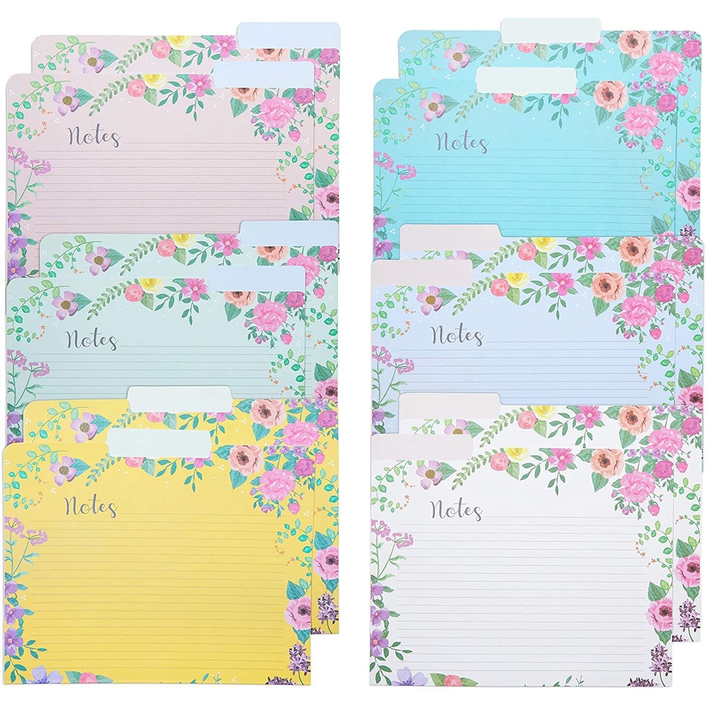 Decorative File Folders, 1/3 Cut Tab, Letter Size, Floral Notes Section (12 Pack)