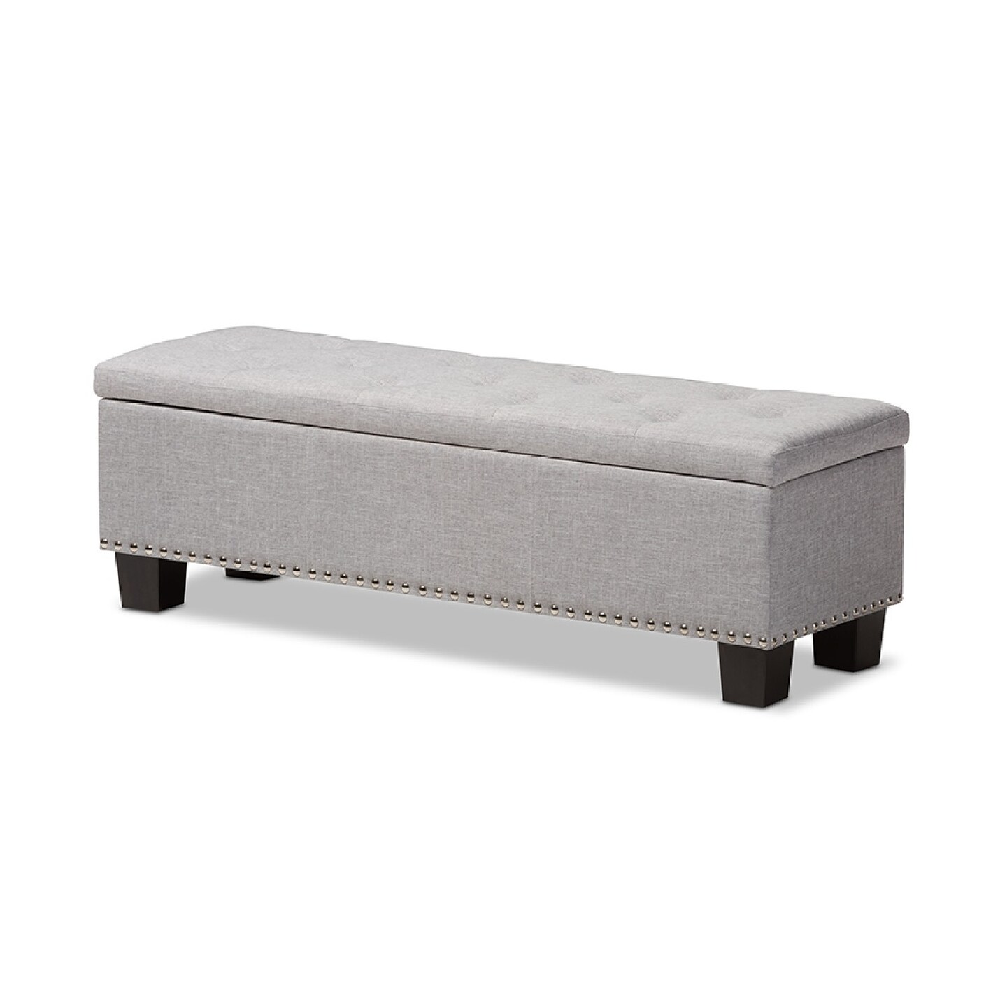 Wholesale Interiors Baxton Studio Hannah Modern and Contemporary Grayish Beige Fabric Upholstered Button-Tufting Storage Ottoman Bench