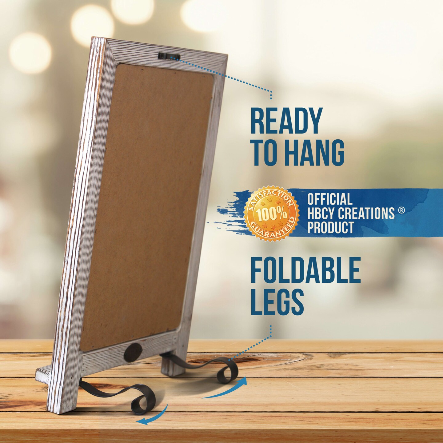 HBCY Creations Hanging or Tabletop Chalkboard with Legs/Wedding Table Sign/Kitchen Countertop Memo Board