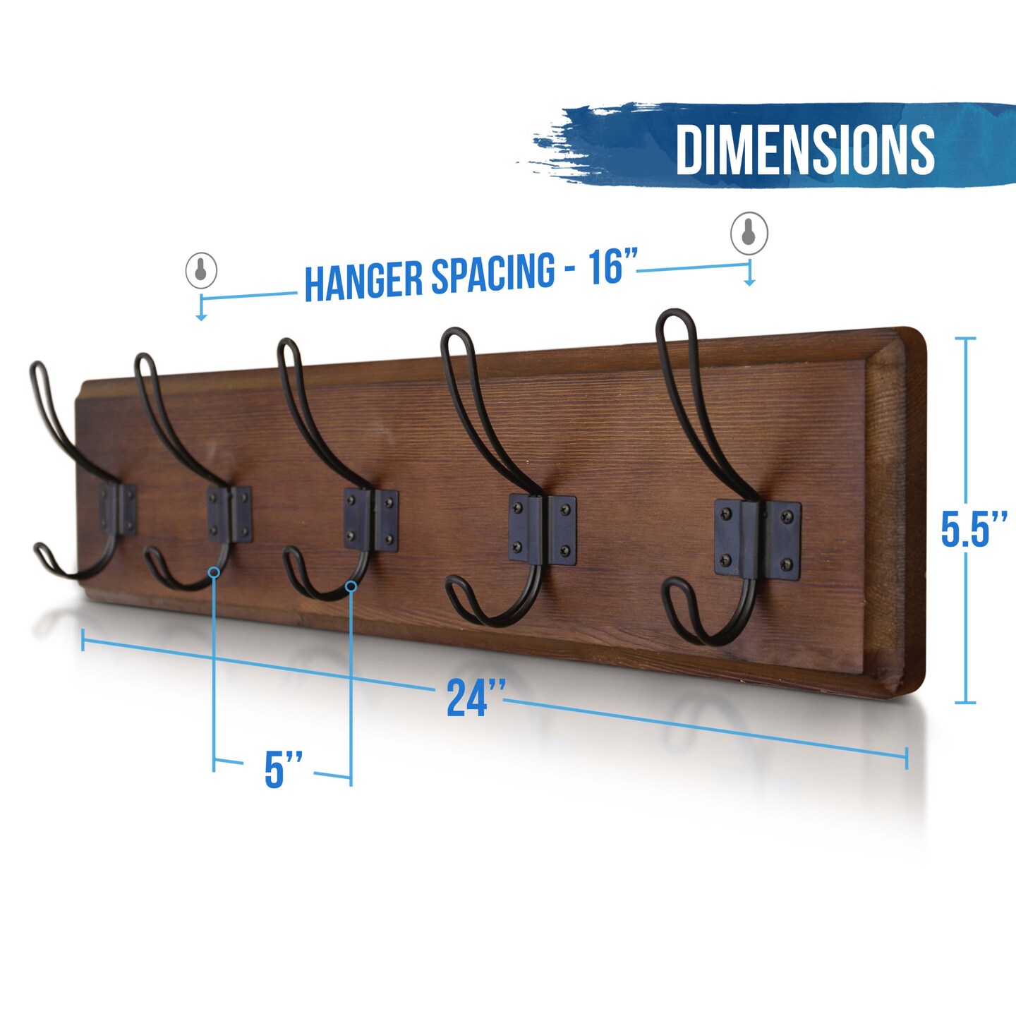 HBCY Creations Rustic Coat Rack with Hooks -Wall Mount Coat Rack - Solid Pine Wood Entryway Hanger - Farmhouse Coat Rack for Kitchen, Bedroom