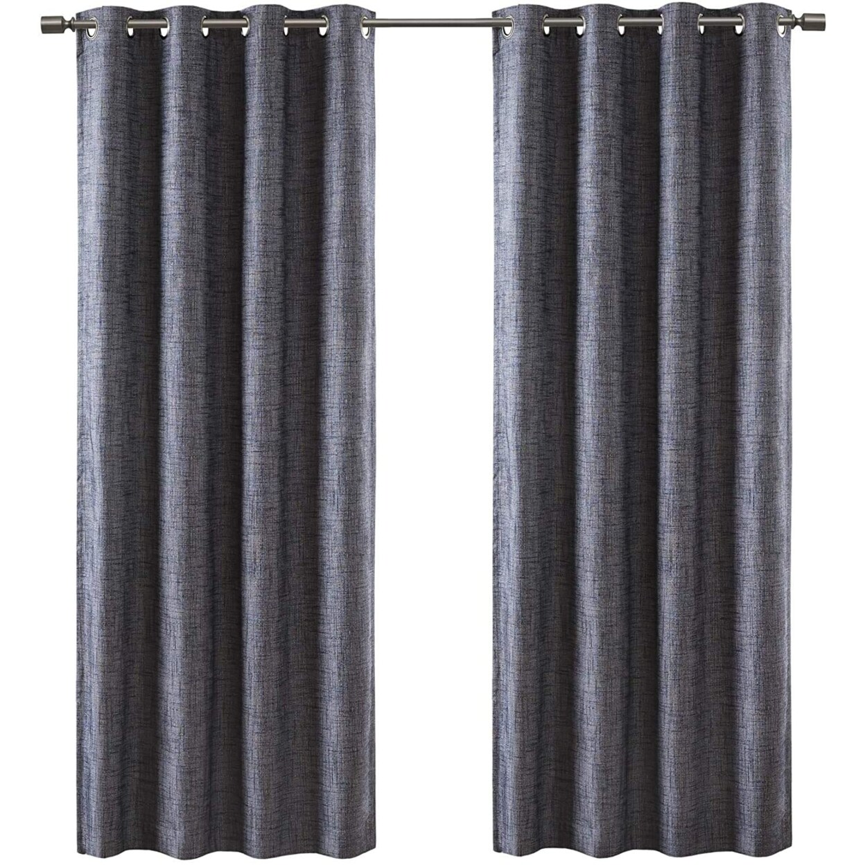 SUNSMART Maya Printed Heathered Blackout Grommet Top Curtain Panel Navy 50x84