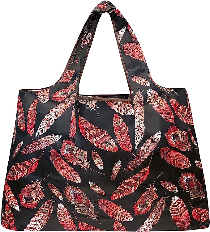 Wrapables Large Foldable Tote Nylon Reusable Grocery Bags, 5 Pack