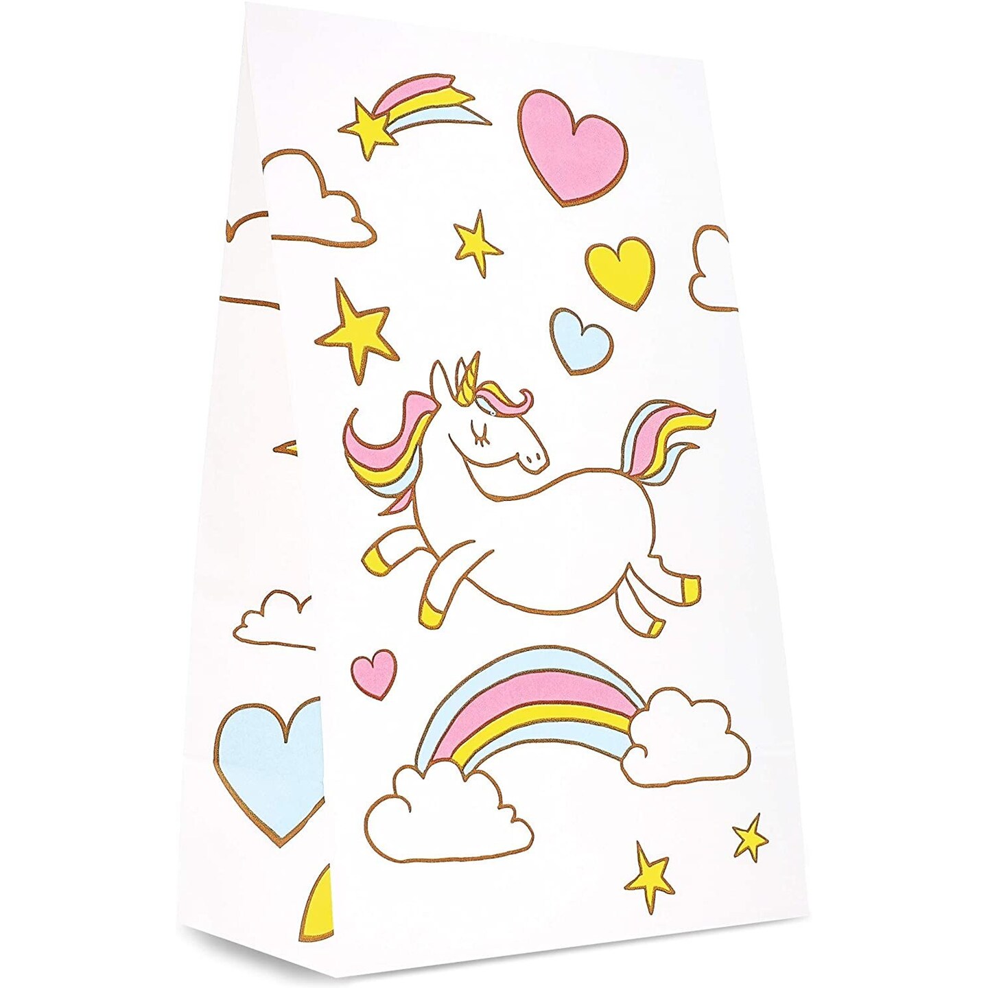 Rainbow Unicorn Party Favor Bags for Kids Birthday Party (5 x 8.5 x 3 In,  36 Pack)